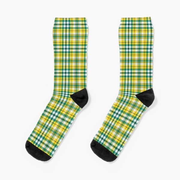 Bright yellow and green sporty plaid socks