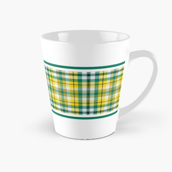 Bright yellow and green sporty plaid tall mug