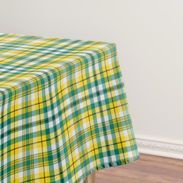 Bright Yellow and Green Sporty Plaid Tablecloth