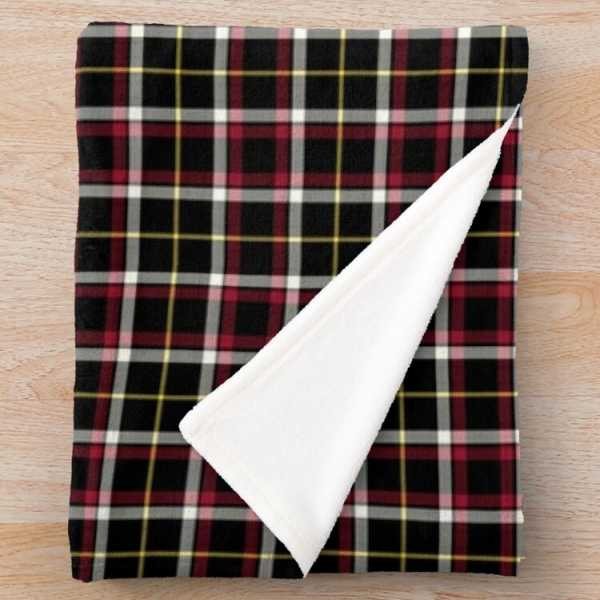 Black tartan fleece throw blanket