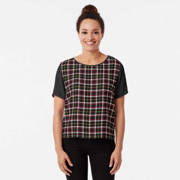 Black tartan chiffon top