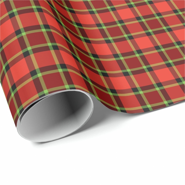 Bright Christmas plaid wrapping paper
