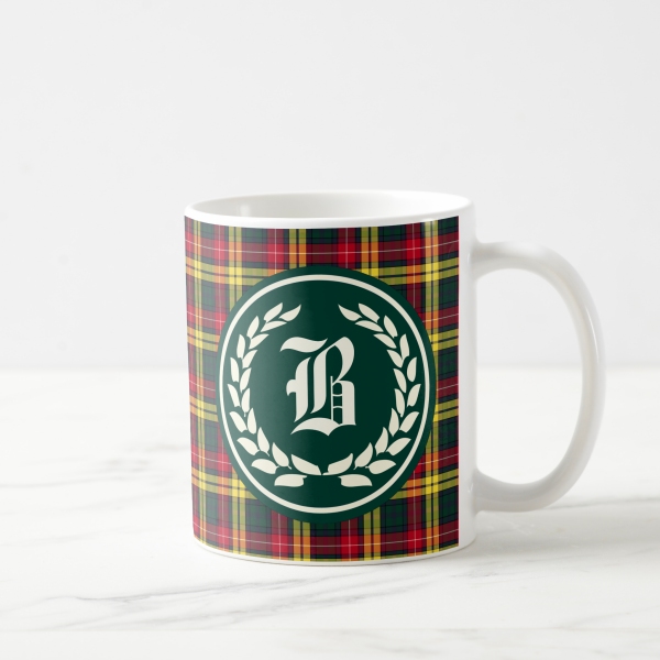 Buchanan tartan monogrammed coffee mug