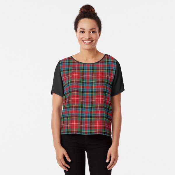 Ancient Caledonia District tartan chiffon top