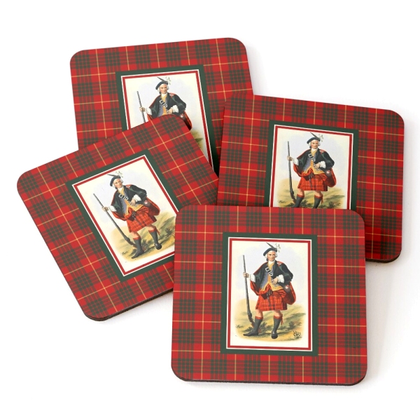 Cameron vintage portrait with tartan beverage coasters