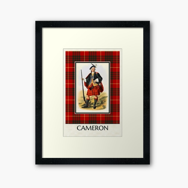 Cameron vintage portrait with tartan framed print