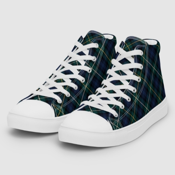 Campbell tartan men's white hightop shoes