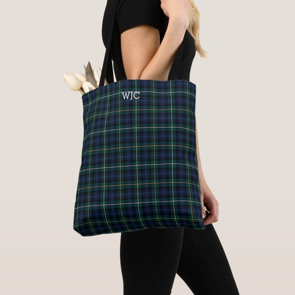 Campbell tartan monogram tote bag