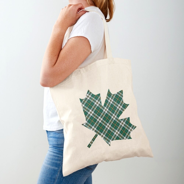 Cape Breton tartan maple leaf tote bag