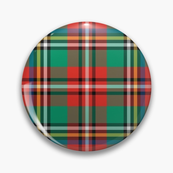 Classic Christmas plaid pinback button