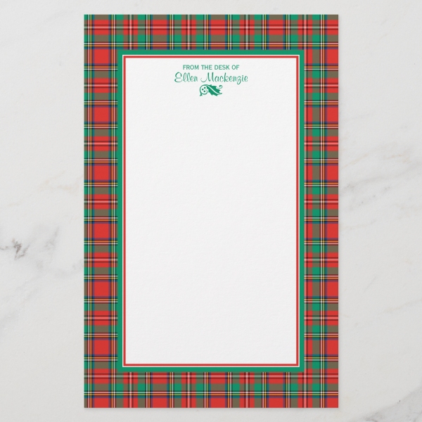 Classic Christmas plaid personalized stationery