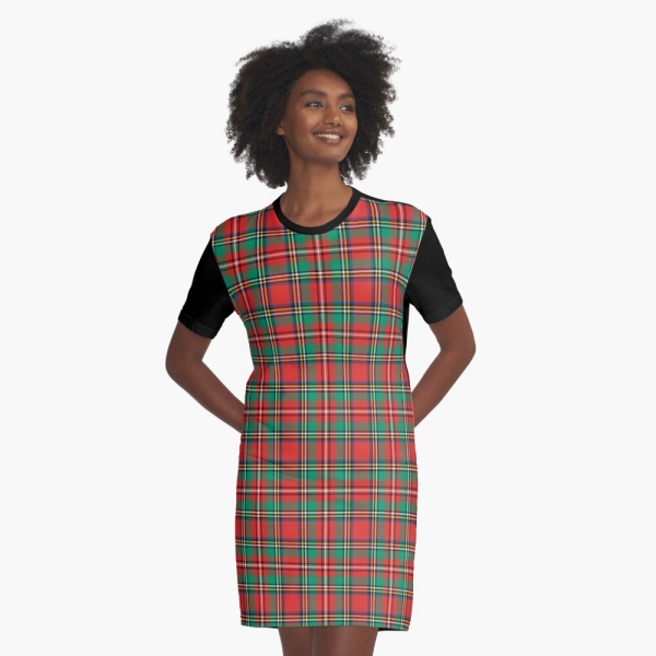 Classic Christmas plaid tee shirt dress