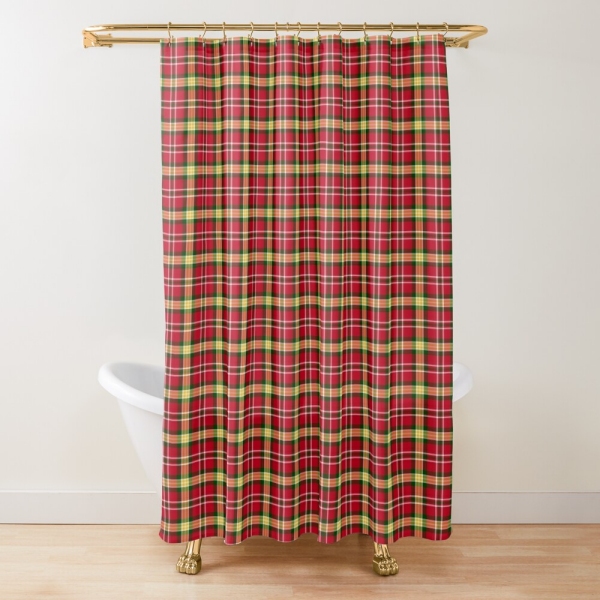 Colorful Christmas plaid shower curtain