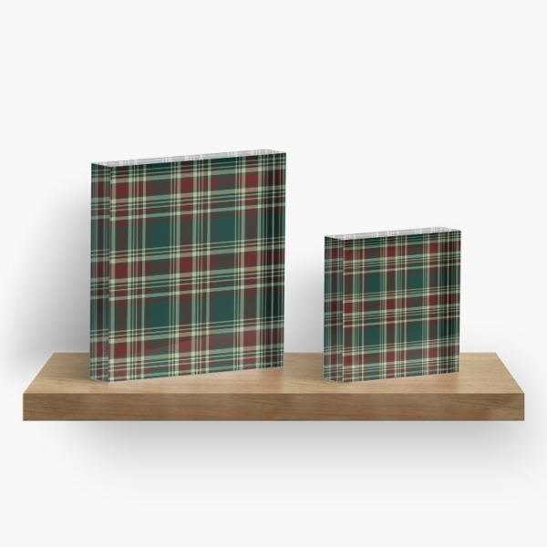 Dark Christmas plaid acrylic block