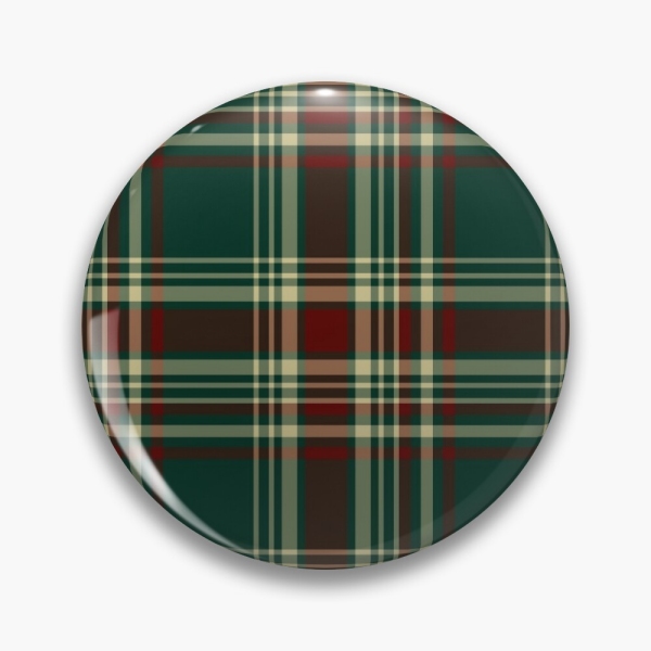 Dark Christmas plaid pinback button