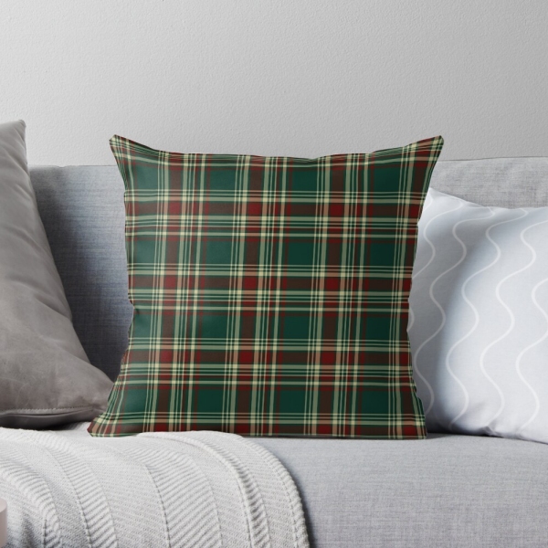 Dark Christmas plaid throw pillow