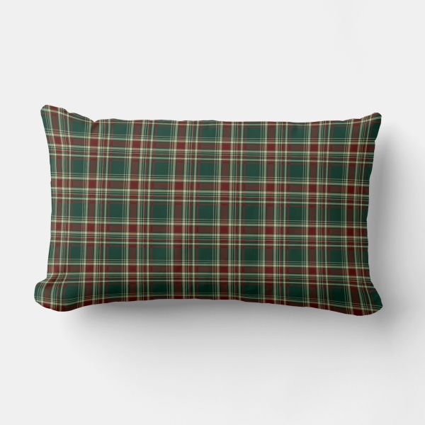 Dark Christmas plaid lumbar cushion