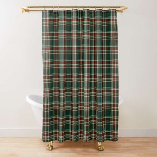 Dark Christmas plaid shower curtain