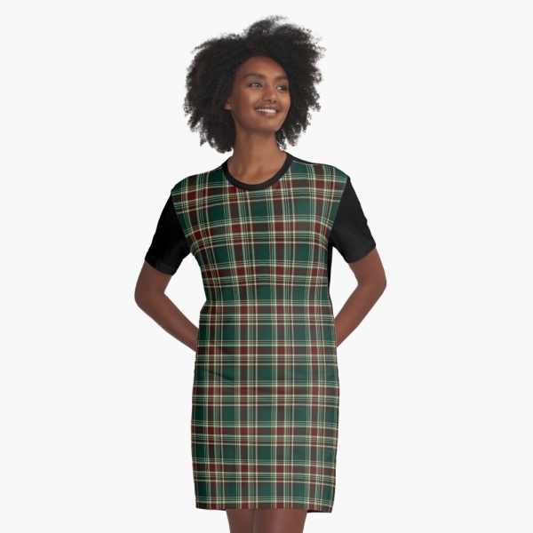 Dark Christmas plaid tee shirt dress