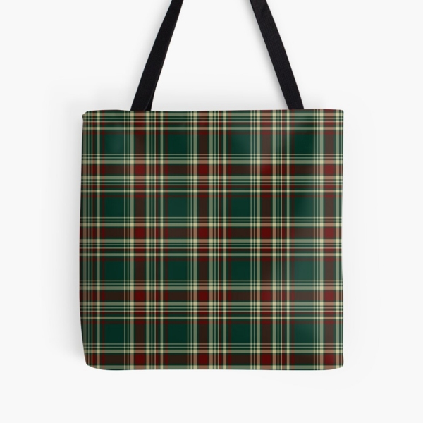 Dark Christmas plaid tote bag