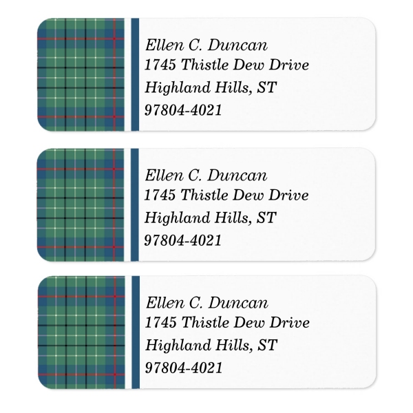 Return address labels with Duncan Ancient tartan border