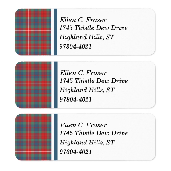 Return address labels with Fraser Ancient tartan border