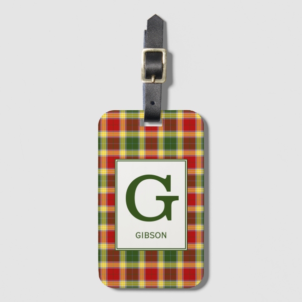 Gibbs tartan luggage tag