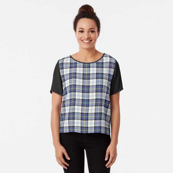 Gillies Blue Dress tartan chiffon top