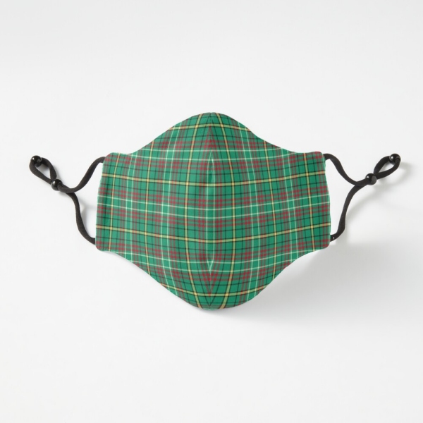 Green Retro Christmas plaid fitted face mask