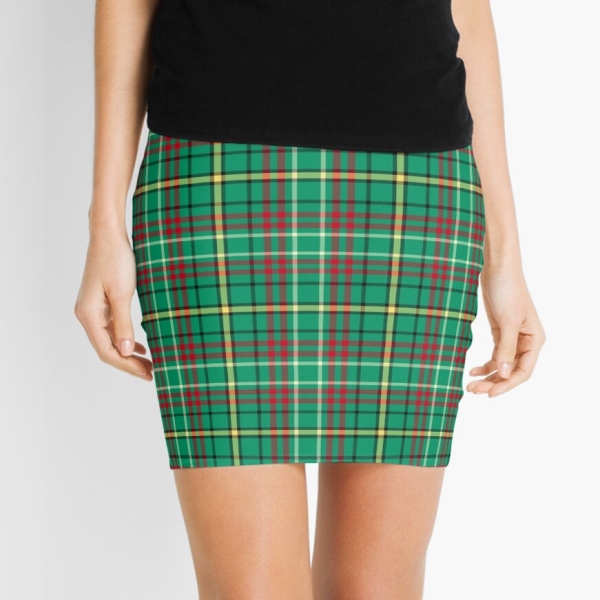 Green Retro Christmas plaid mini skirt