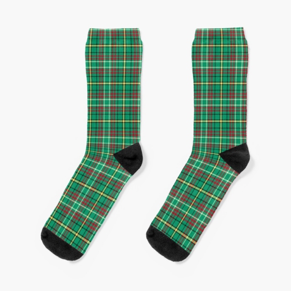 Green Retro Christmas plaid socks