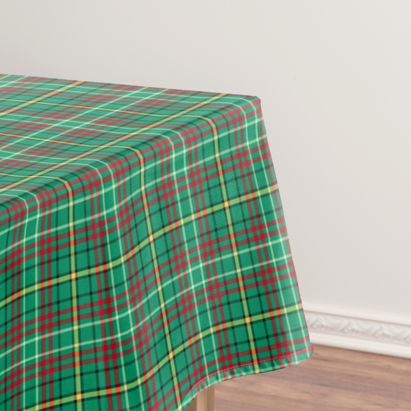 Green Retro Christmas plaid tablecloth