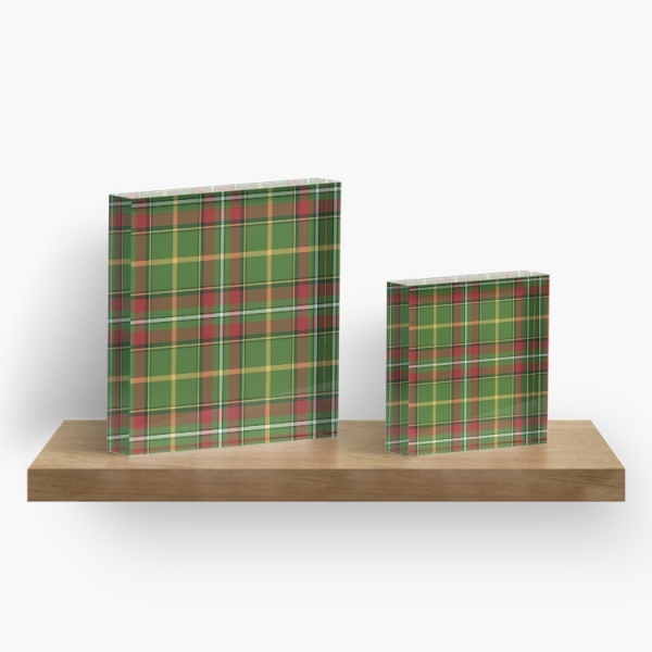 Green Christmas plaid acrylic block
