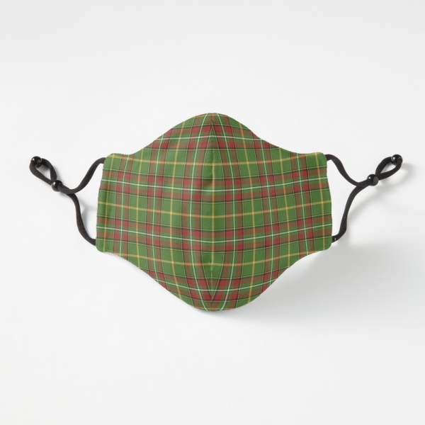 Green Christmas plaid fitted face mask