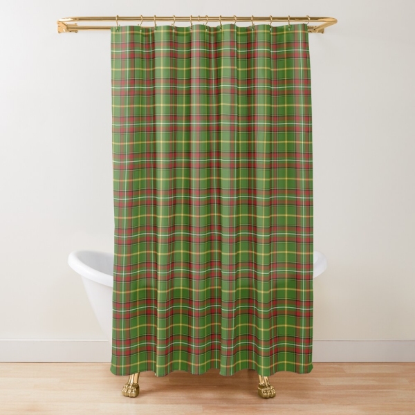 Green Christmas plaid shower curtain