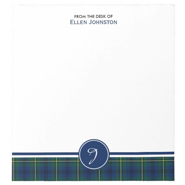 Note pad with Johnston tartan border