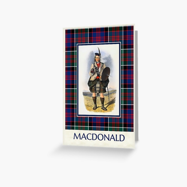 Vintage Highlander portrait with MacDonald of Clanranald tartan greeting card