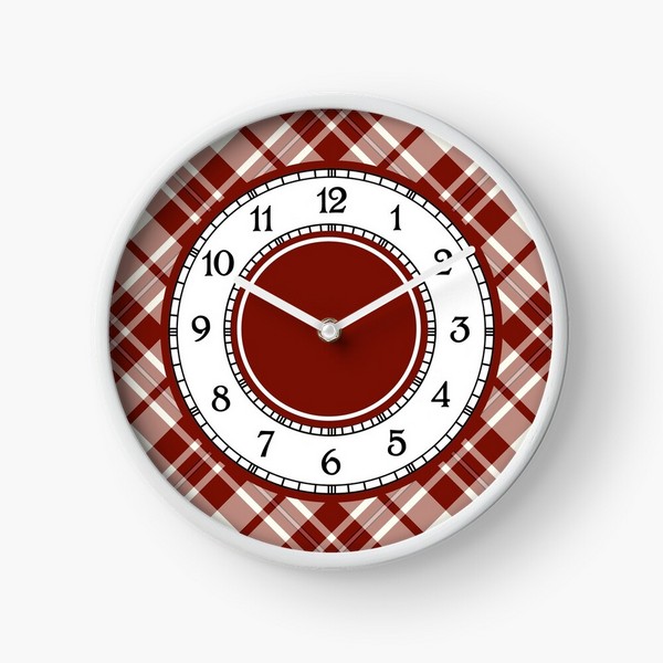 MacGregor Burgundy Dress tartan wall clock