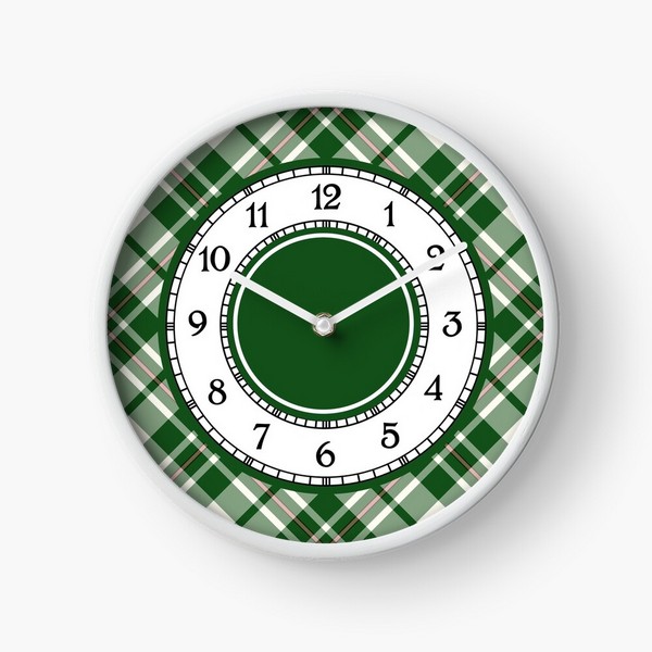 MacGregor Green Dress tartan wall clock