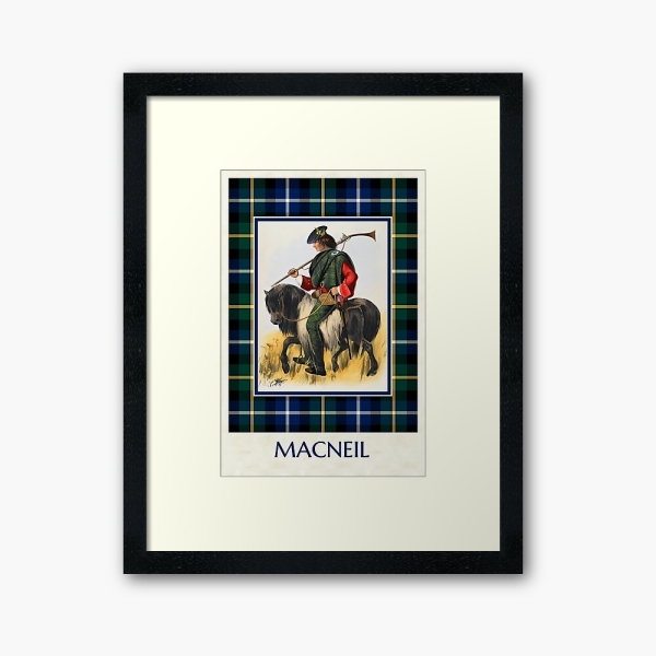 MacNeil vintage portrait with tartan framed print