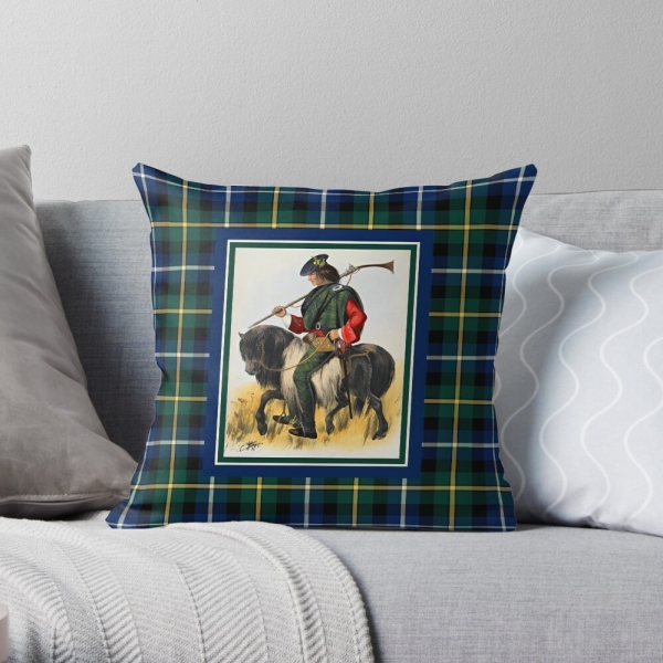 MacNeil vintage portrait with tartan throw pillow