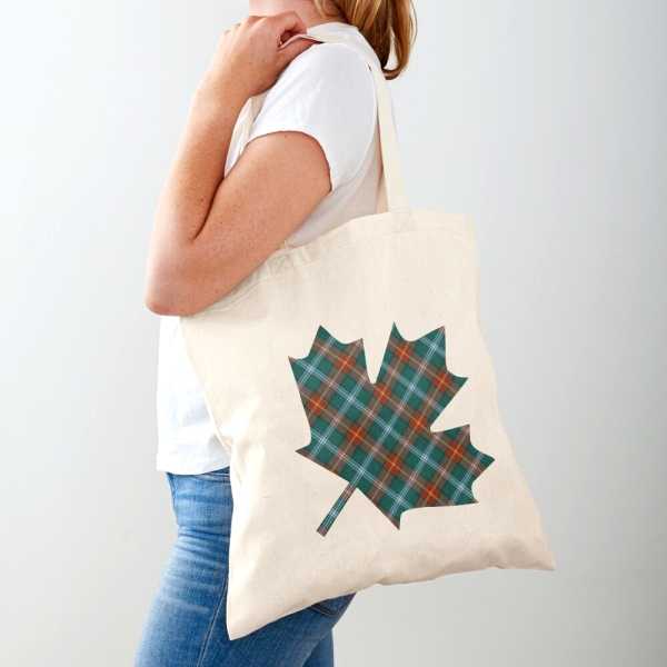 Manitoba maple leaftartan tote bag