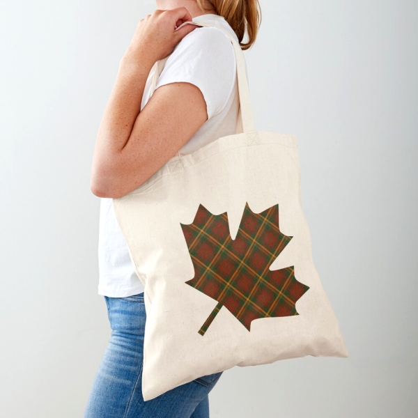 Canadian Maple Leaf tartan cotton tote bag