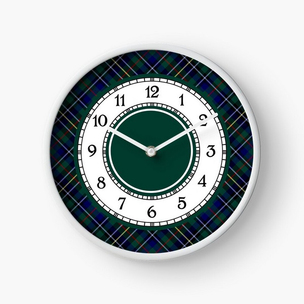 Nairn District tartan wall clock