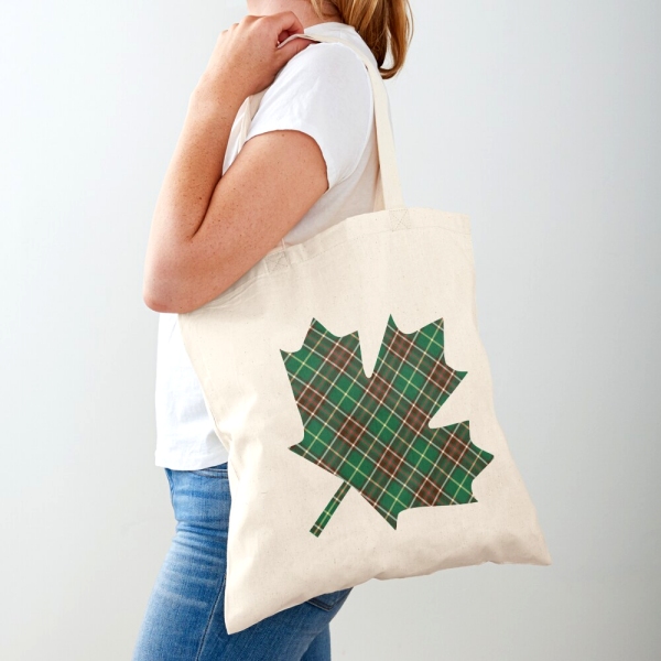 Newfoundland tartan maple leaf tote bag