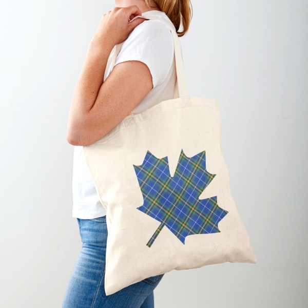 Nova Scotia tartan maple leaf tote bag