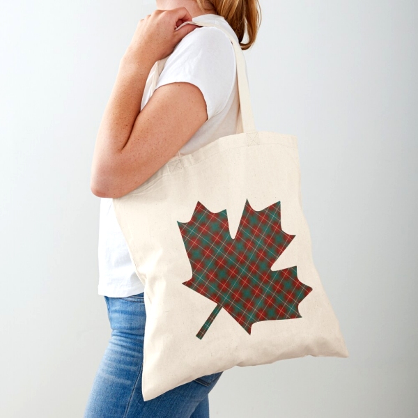 Prince Edward Island tartan maple leaf tote bag