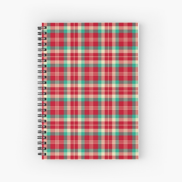 Red Retro Christmas plaid spiral notebook