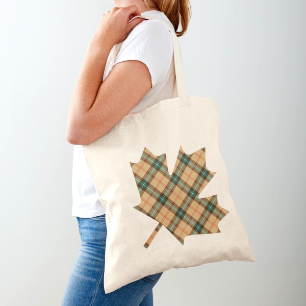 Saskatchewan tartan maple leaf tote bag