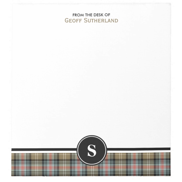 Note pad with Sutherland Ancient tartan border